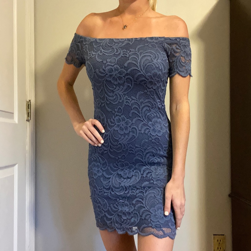 Off the shoulder periwinkle dress
